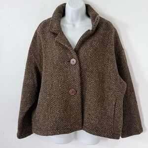 Vintage Henry White Wool Green/Brown Tweed Women's Jacket